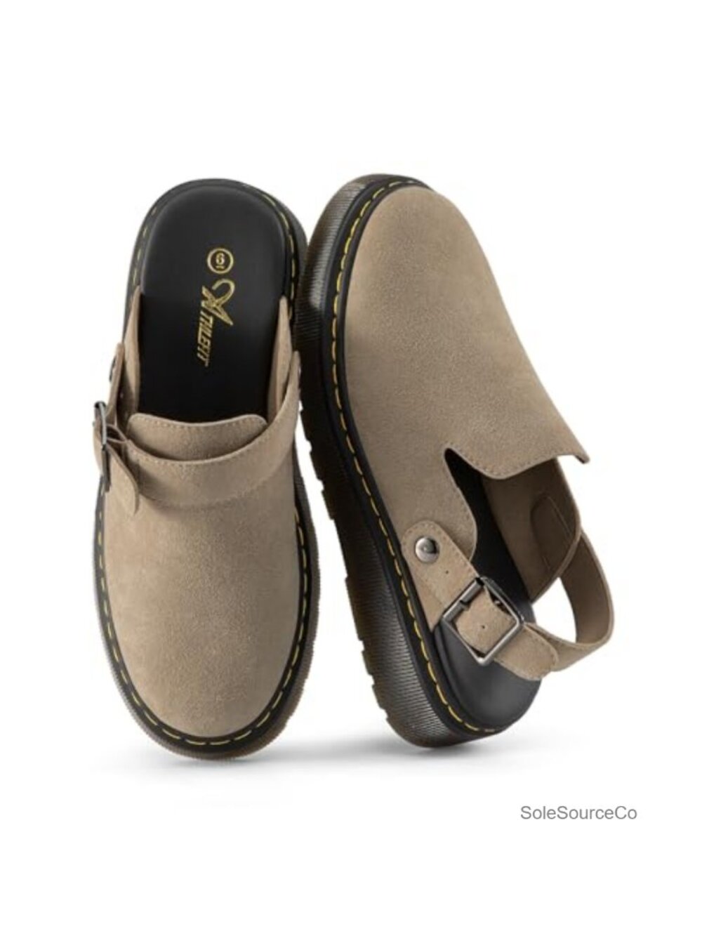Womens Suede Clogs Slip On Platform Mules Adjustable Back Strap